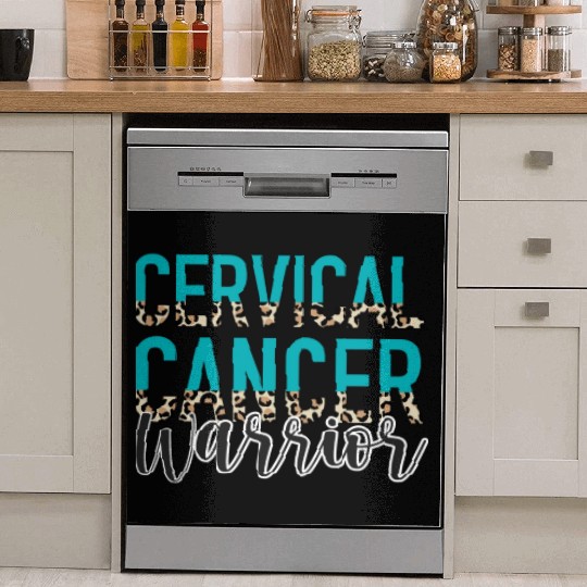 Cervical Cancer Awareness Month Warrior Teal White Dish Washer Covers