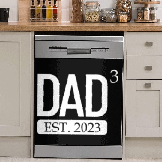 Dad Cubed Est. 2023 Father Of 3 Father's Day Men's Dish Washer Covers