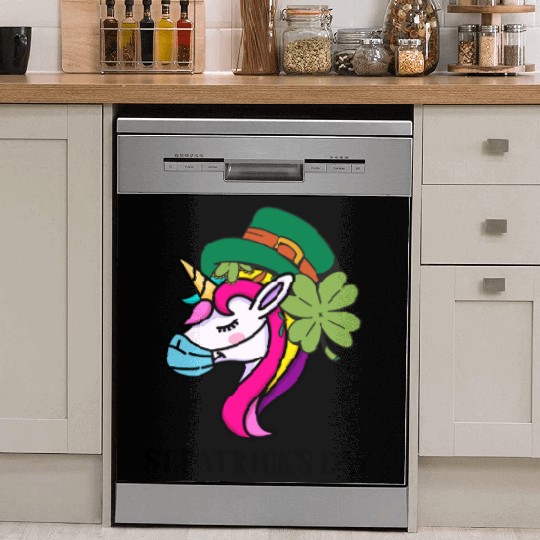 Toddler Girls St Patricks Day Rainbow Unicorn Face Dish Washer Covers