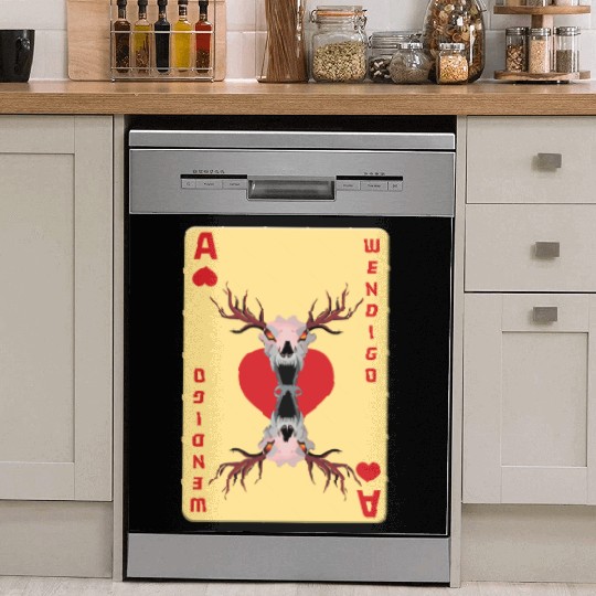 Folk Creature Card Wendigo Halloween Cryptid Dish Washer Covers