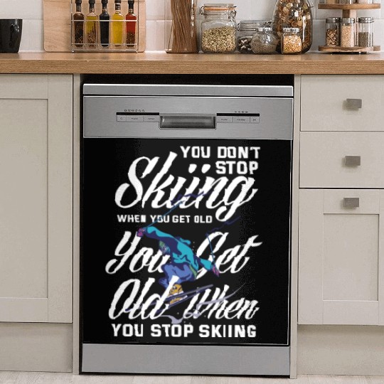 Skiing Old Man Grandpa Gift Ski Hobby Dish Washer Covers