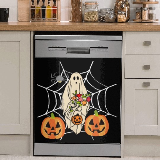 Halloween Costume Floral Ghost Pumpkin SpiderWeb Dish Washer Covers