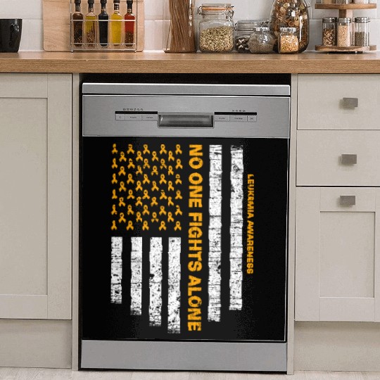 No One Fights Alone Usa Flag Leukemia Awareness Dish Washer Covers