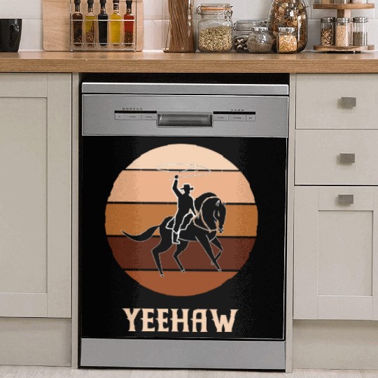 Yeehaw Cowboy Western Desert Cowgirl Horseback Dish Washer Covers