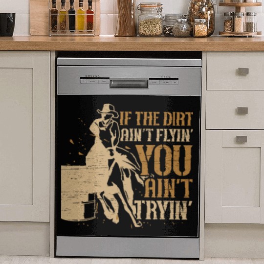 Barrel Racing Dirt Rodeo Equestrian Horse Barrel Dish Washer Covers