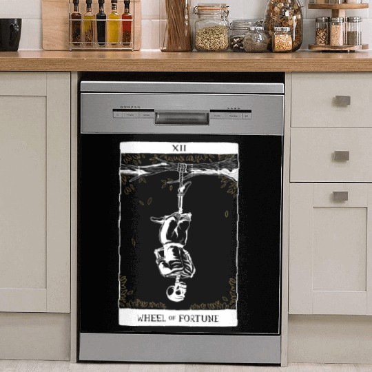 Wheel of Fortune Tarot Card Occult Goth Halloween Dish Washer Covers