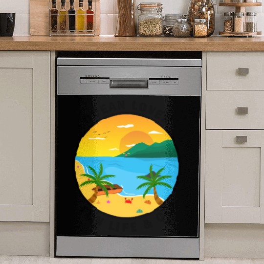 Ocean Lover And Cool Illustration Of A Island Dish Washer Covers