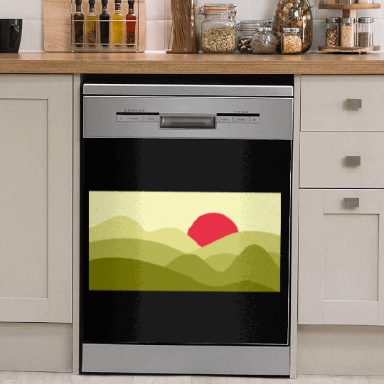 Minimalist Sun Lime Green Dish Washer Covers