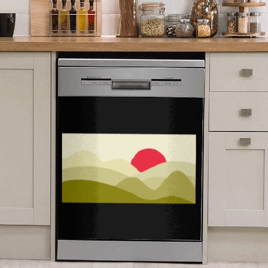 Minimalist Sun Olive Green Dish Washer Covers