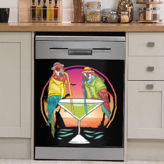 Parrots Drinking Margarita Hawaiian Birds Gift Dish Washer Covers
