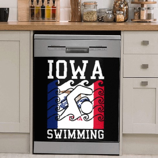 Iowa Flag Swimming Team Swim Swimmer US State Dish Washer Covers