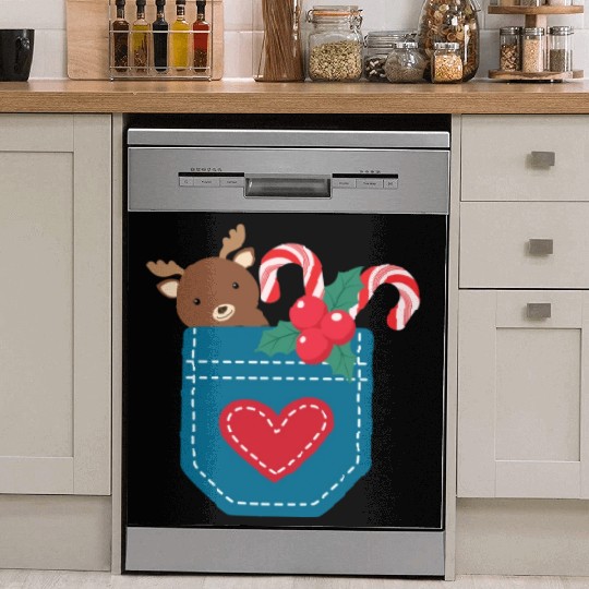 Christmas moose peppermint pocket Dish Washer Covers