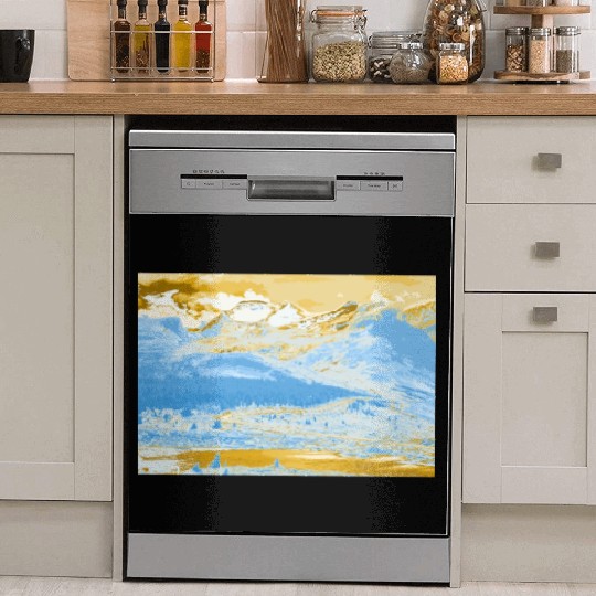 Golden Blue Mountain Lake Dish Washer Covers