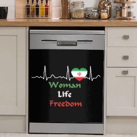 Iran - heartbeat, heart line, woman, life, freedom Dish Washer Covers