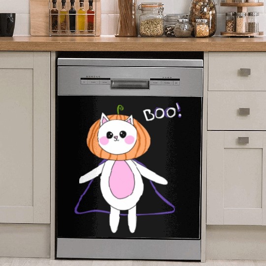 cute cat in halloween melon costume Dish Washer Covers