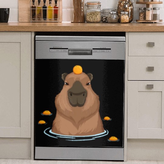 Funny Capybara Oranges Rodent Guinea Pig Lover Pun Dish Washer Covers