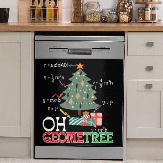 Oh Geometree Funny Christmas Tree Costume Students Dish Washer Covers