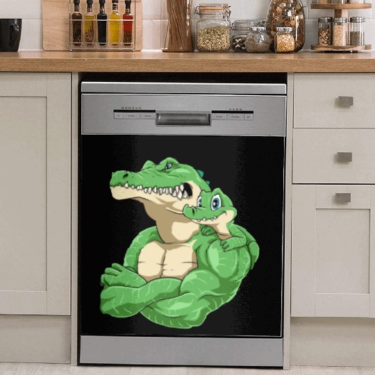 Strong Crocodile with Crocodile Kid for a Dish Washer Covers