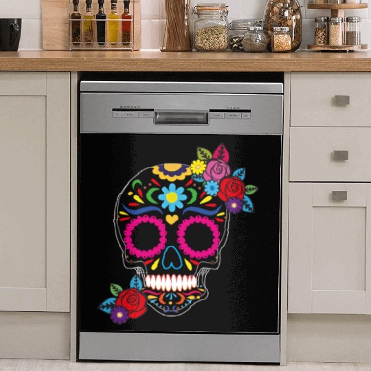 Day of The Dead Colorful Sugar Skull Dish Washer Covers