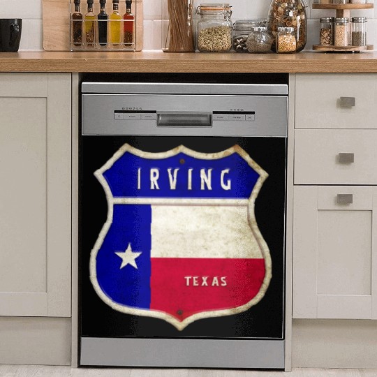Irving Texas Crest Flag Design Dish Washer Covers