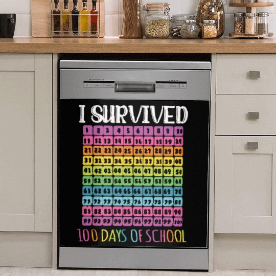 Number Student 100th Day Survive 100 Day Of School Dish Washer Covers
