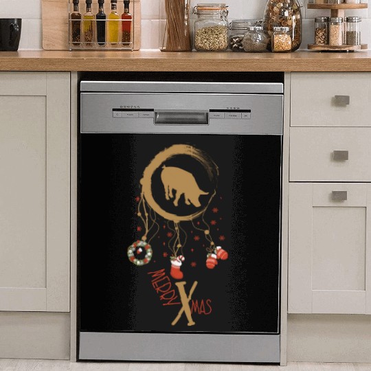 Winter dreamcatcher Christmas Pig Dish Washer Covers