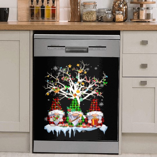 Gnomes Merry Christmas Light Family Gnome Xmas Dish Washer Covers