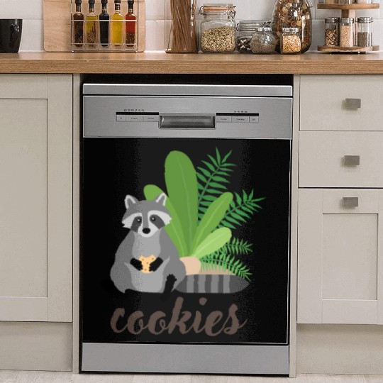 Cute with a raccoon and chocolate chip cookies Dish Washer Covers