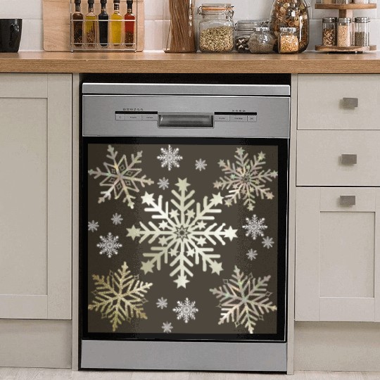 Beige Snowflakes Christmas Pattern Dish Washer Covers