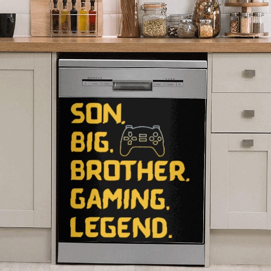 SON BROTHER GAMING LEGEND for gamer yellow text Dish Washer Covers
