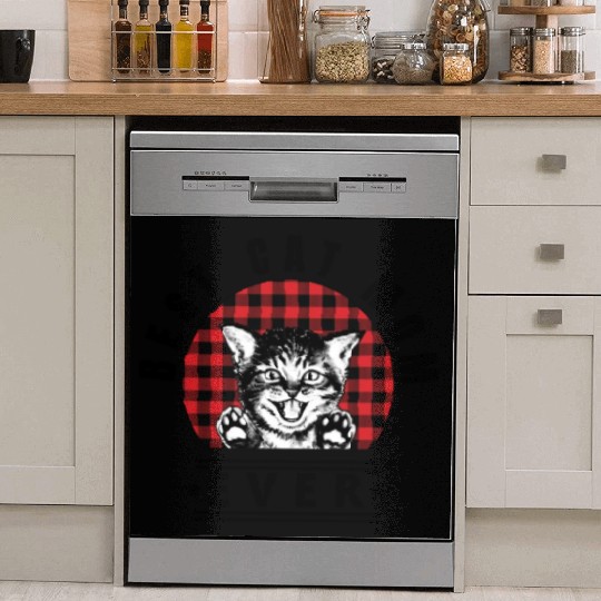 Best Cat Mom Ever Buffalo Plaid Check Dish Washer Covers