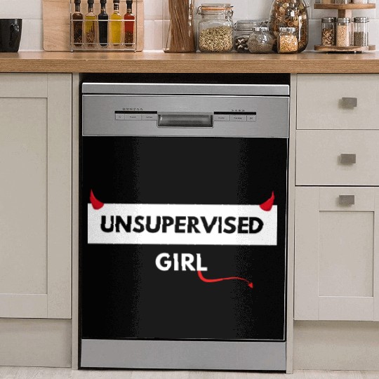 UNSUPERVISED GIRL FUNNY CUTE DESIGN Dish Washer Covers