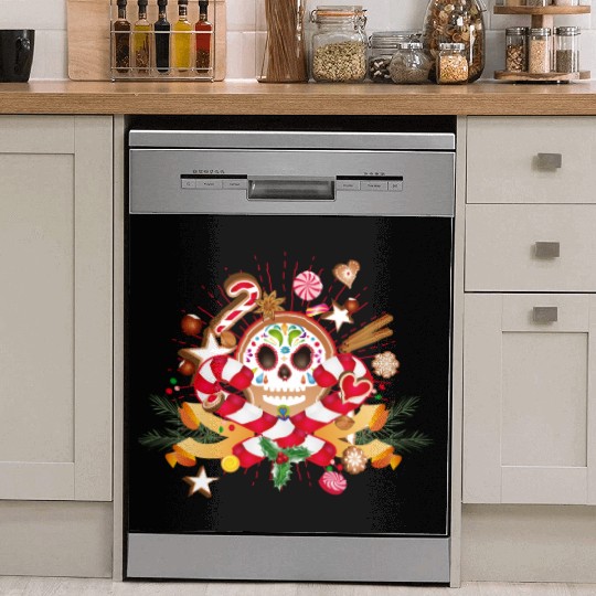 Gingerbread man Sugar Skull decor for Christmas Dish Washer Covers
