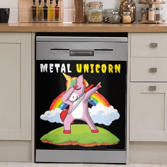 Dabbing Unicorn Rainbow Metal Music Heavy Rock Dish Washer Covers