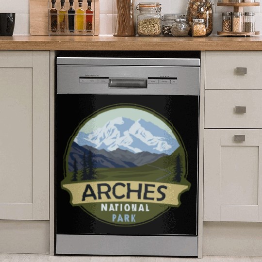 Cool Vintage Retro Arches National Park Mountain Dish Washer Covers