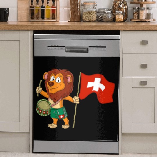 Lion with the Switzerland flag Dish Washer Covers