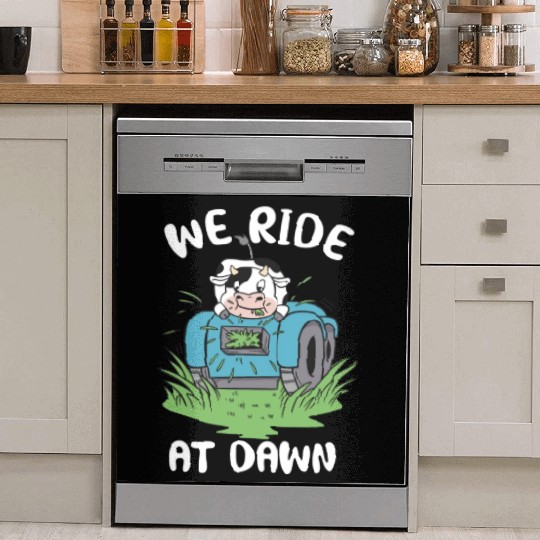 We Ride At Dawn Dad Lawn Mower Make Laugh Day Yard Dish Washer Covers