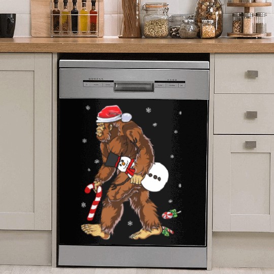 Bigfoot Christmas Funny Winter Boys Men Sasquatch Dish Washer Covers