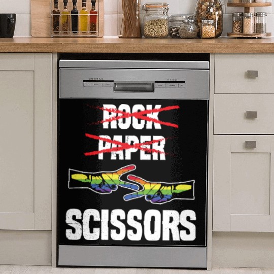 Womens Rock Paper Scissors Funny Lgbt Pride Dish Washer Covers