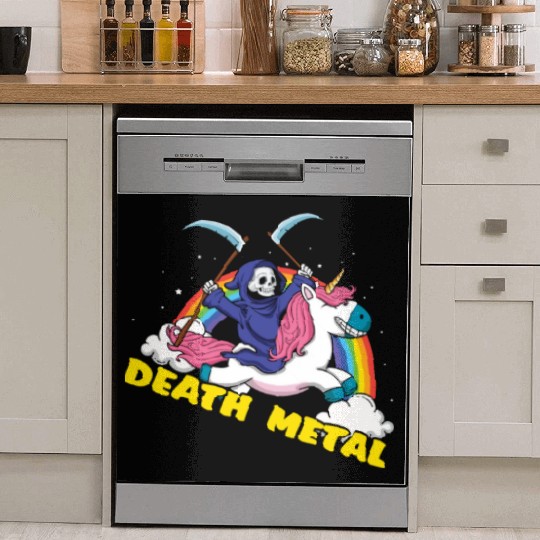 Skeleton Unicorn Rainbow Metal Music Lover Dish Washer Covers