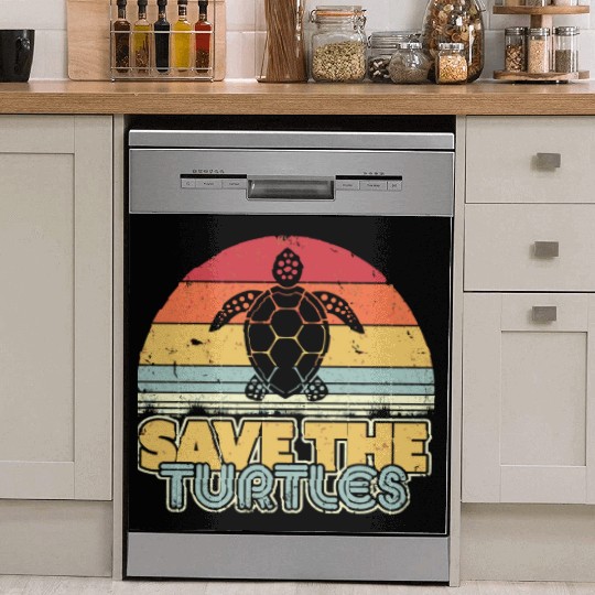 Save The Turtles Retro Climate Change Dish Washer Covers