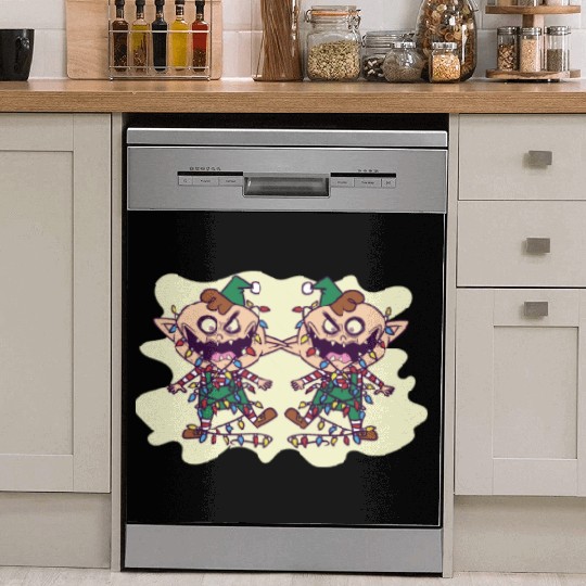 Evil Christmas Elves Creepy Holiday Horror Dish Washer Covers