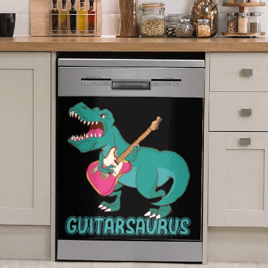 Guitarsaurus - Guitarist Bass Guitar Player Dish Washer Covers