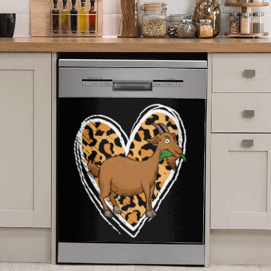 Goat Love Farmer Goat Lover Leopard Heart Print Gi Dish Washer Covers