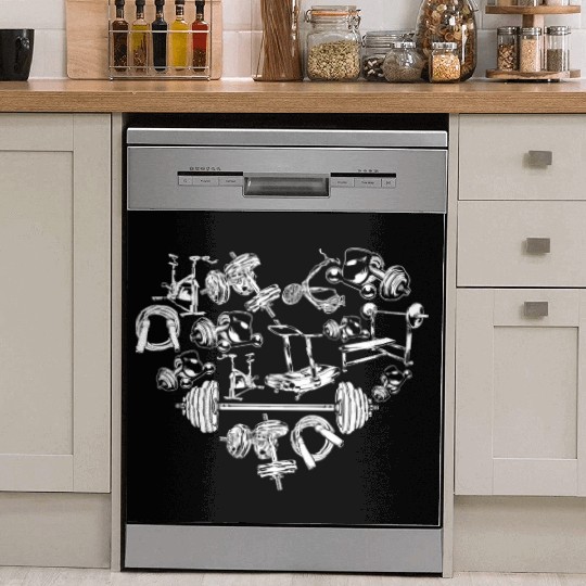 Fitness Working Gym Out Heart Valentine Day Gymer Dish Washer Covers