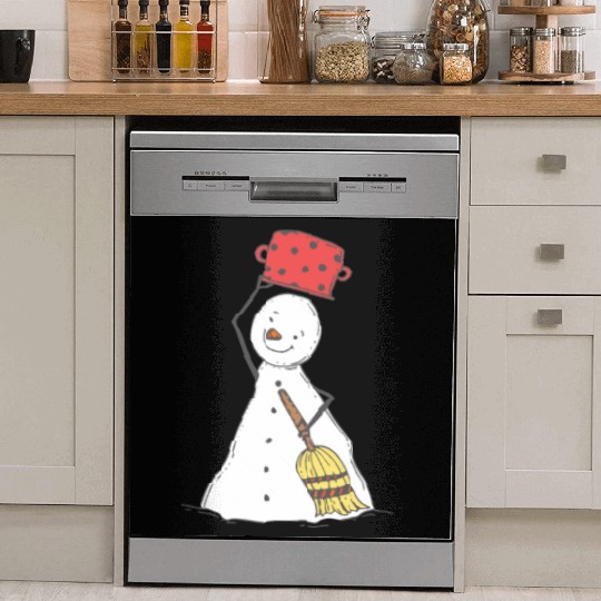 funny snowman with mustache and carrot Dish Washer Covers