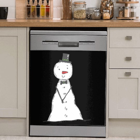 funny snowman with mustache and carrot Dish Washer Covers