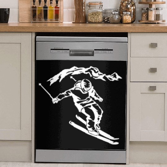 Skiers in the mountains - Ski - Winter sports Dish Washer Covers
