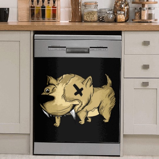 Funny Scary Brown Dog Owners Pet Lover Gift Ideas Dish Washer Covers