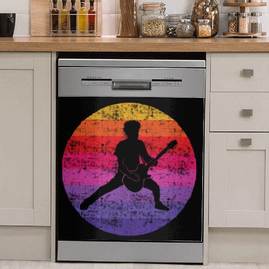 Bass Guitar Player Musician Bassist Vintage Retro Dish Washer Covers